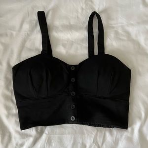 Black Buttoned Padded Crop Tank Top